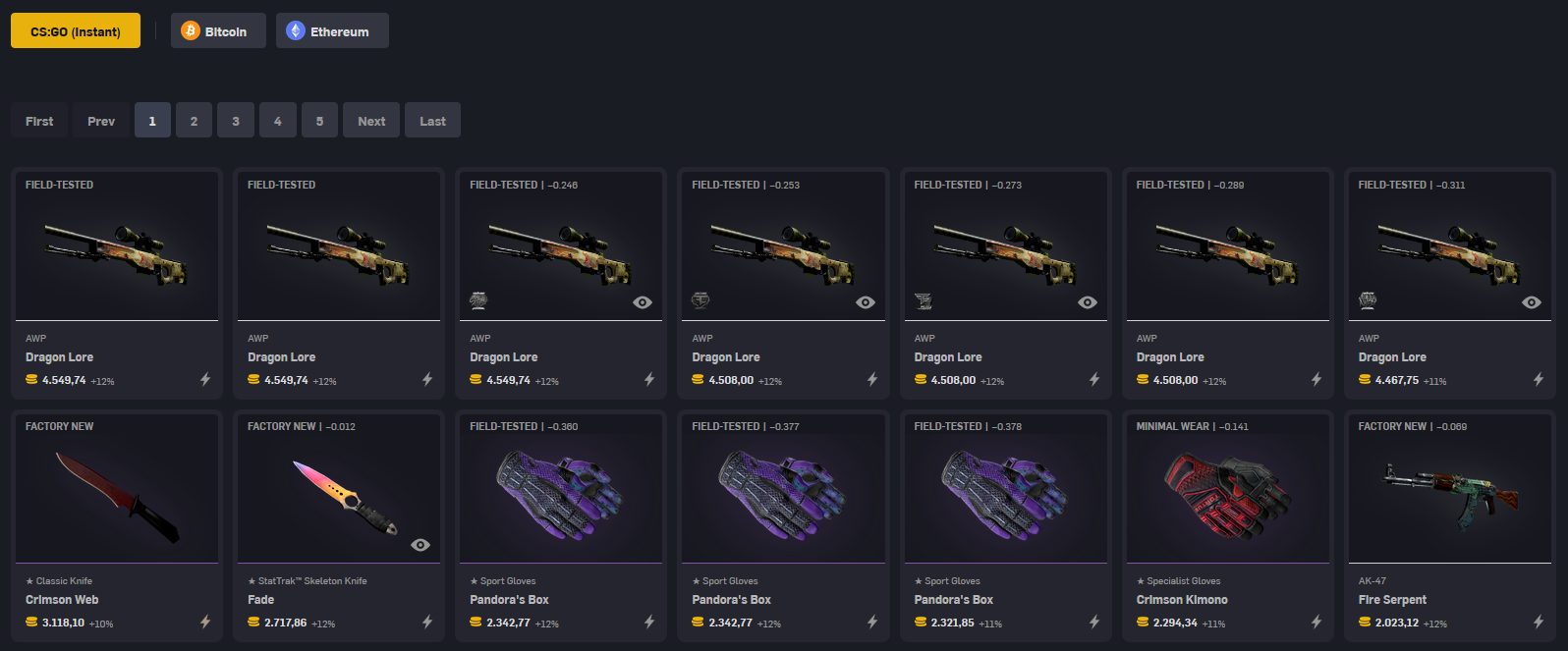 CSGOEmpire Skin Withdraw Section - CSGO Skin Betting Site